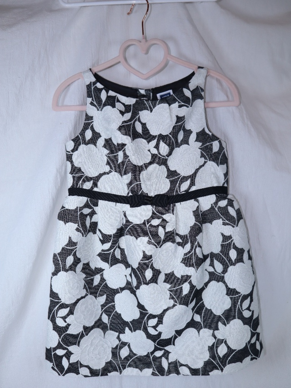 Janie and Jack Black and White Floral Brocade Dress Size 3